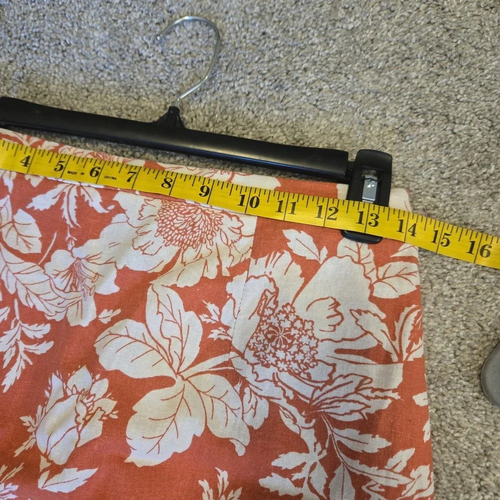 Old Navy Linen Blend Column Small Medium Orange Floral Tank Maxi Skirt Slit Set - Picture 13 of 15